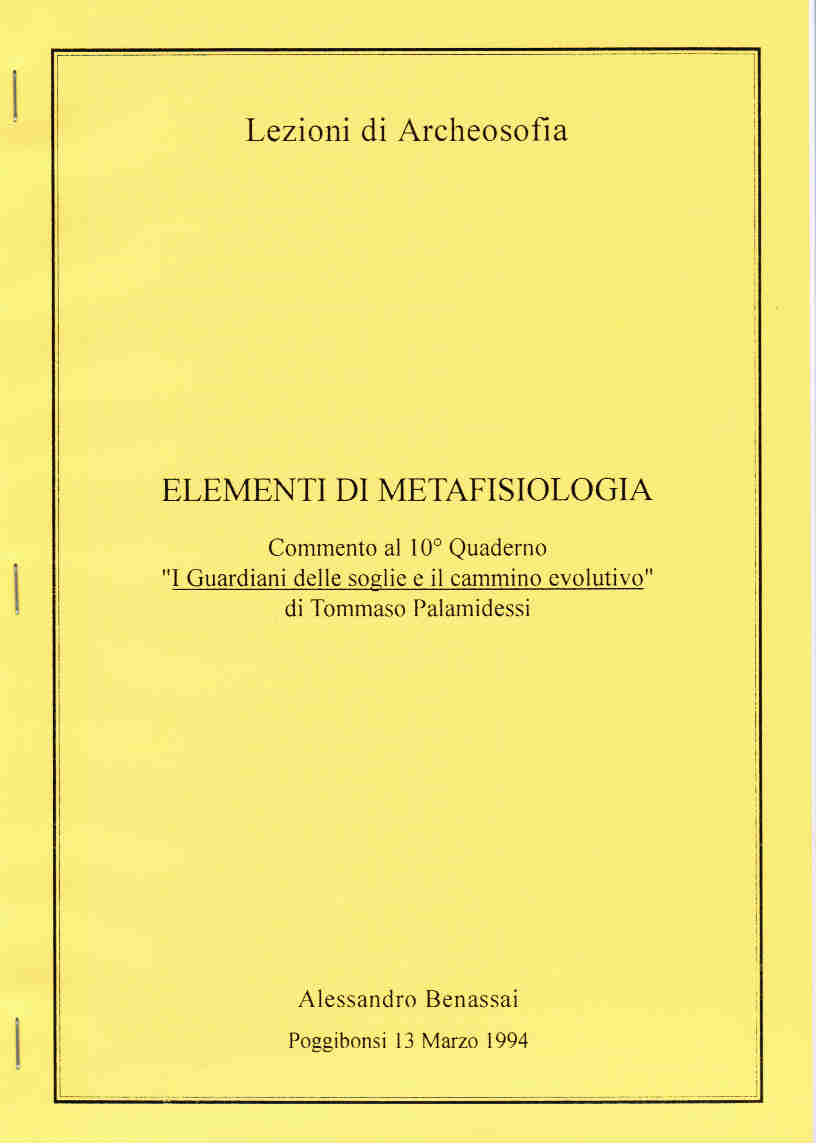 ELEMENTI DI METAFISIOLOGIA Poggibonsi 13 marzo 1994
